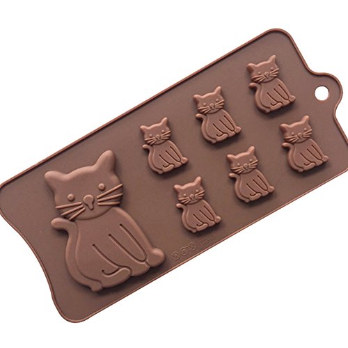 7 Cavity Cat Candy Mold Trays, Silicone Baking Pan - Food Grade & BPA Free - Not Sticky Cake Decoration Mould For Mousse,Chocolate Brownie,Jelly,Ice Cream,Chiffon,Cheesecake,Fondant