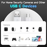 Płaski kabel USB typu C o długości 5 m, do ładowania i synchronizacji danych, kabel zasilający USB A do USB C do kamer bezpieczeństwa domowego i innych urządzeń – biały