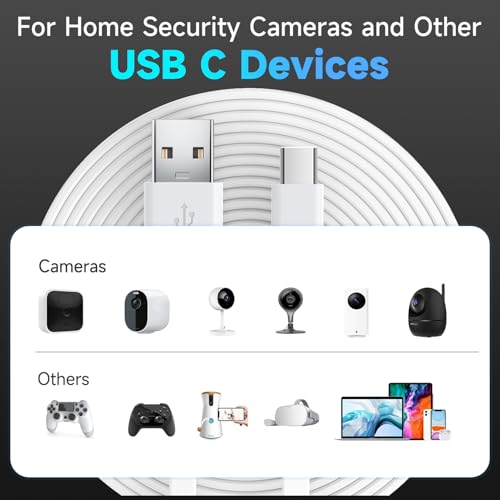 ANLINK 3M/10Ft Flat Power Extension Cable for USB C Enabled Home Security Cameras or Other Devices(Phone,Switch Pro Controller,etc), USB A to Type C Extension Charging and Data Sync Cord - Image 5