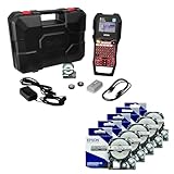 Epson LABELWORKS LW-PX700PCD Industrial Label Maker Kit & 5 Unit Case Pack Black on White Shrink Tube Industrial Label Maker Tape