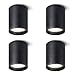 Produktbild SSC-LUXon TOBI-S Aufbauspots LED Set 4er schwarz rund Ø 65 x 85 mm mit GU10 Lampe wechselbar - 3W neutralweiß 230V Deckenspot
