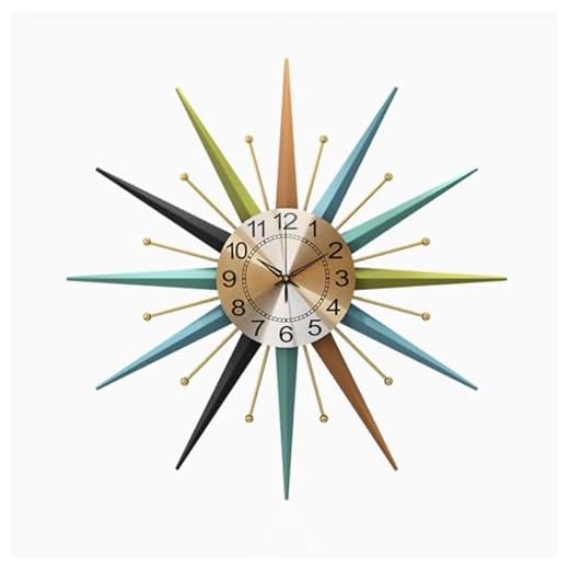 22 Inch Mid-Century Style Metal Crystal Wall Clock, Star-Shaped Silent Decorative Wall Clock, Suitable for Living Room,Bedroom,Dining Room,Porch,Office