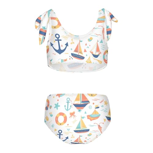KLL Ocean Themed Simple Anchors Girl Two Piece Bikini Set Beach Swimsuits Swimwear Adjustable Shoulder Strap2