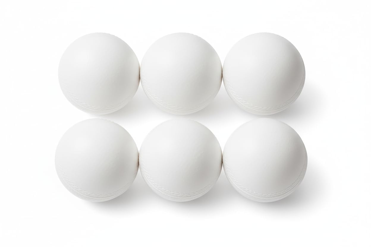 60 Gram White Plastic Cricket Ball (Pack of 12) | Heavy Duty Hard Plastic Training Balls | Durable Cricket Practice Ball for Kids & Adults | Indoor & Outdoor Sports Ball-image-18