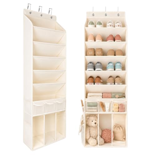 3in1 Over The Door Shoe Organizer with 5 Slanted Compartments,Removable