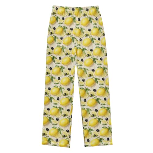 Yuiboo Comfortable Sweatpants Lemon Olive Wood Pajama Pants Long Gifts with Pockets 9-10Y