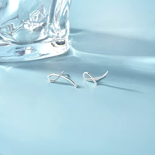 Minimalist Stud Earrings For Women - Sterling Silver Ear Climber Earrings Lightweight Simple Post Earrings Cartilage Curved Bar Earrings Fashion Earrings For Sensitive Ears Gifts For Valentine's Day #TOP4