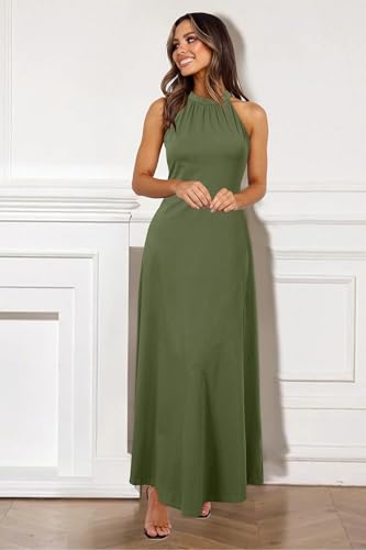 Image of STYLEWORD Women's Summer Floral Halter Maxi Dress Vacation Semi Formal 2026