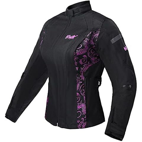 HWK Adventure/Touring Motorcycle Jacket for Women, Women's Motorcycle Jacket with CE Armor for Enduro Motorbike Riding, Water Resistant Textile Biker Jacket for Women - Black & Pink, 2X-Large Cover