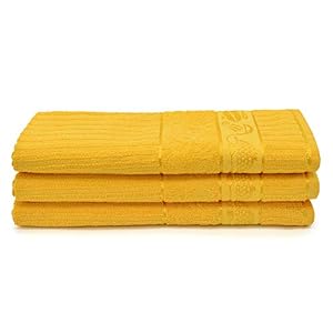 Velosso 3 Pack Cooks Large Everyday Kitchen Tea Towel Set 100% Supreme Ring Spun Cotton Soft and Absorbent Dish Towels, Tea Towels, Dish Cloth, Wipe Cloths (Yellow)