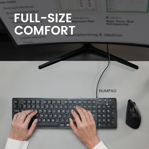 Perixx PERIBOARD-117P Wired PS/2 Full Size Keyboard, Bright Large Print, Durable, Compatible with Windows, Classic Black, UK QWERTY - Image 4