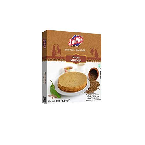 Jaimin Mathia Khakhra - Snack de Trigo Sabor Mooth Bean - 180g - Pack de 4