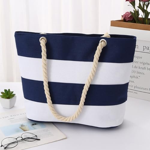 Bolsa Tote de Lona para Mujer con Correa de Cuerda miniatura 3