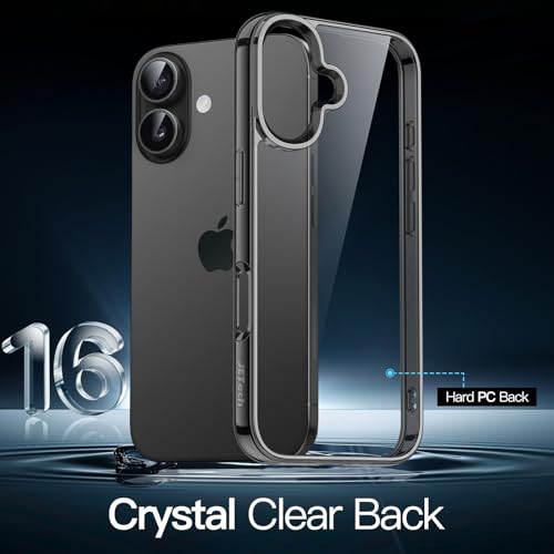 Image of JETech Cover Case for iPhone 16 6.1-Inch, Non-Yellowing Phone Bumper Cover, Anti-Scratch Clear Back (Black)