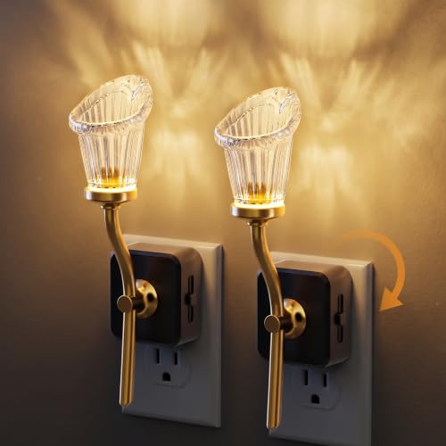 Image of JandCase Night Light, Night Lights Plug into Wall, Glass Flower Nightlight