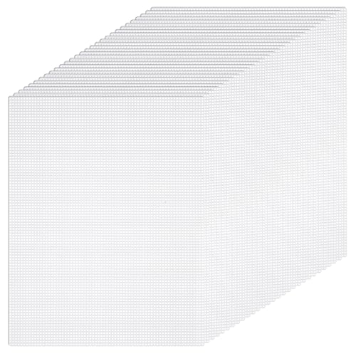 30pcs 7 Count Plastic Canvas Sheets 13.58 X 10.43 Inches Transparent Plastic Mesh Sheet Needlepoint Canvas Sheet for Embroidery Acrylic Yarn Craft Knitting and Crochet Projects