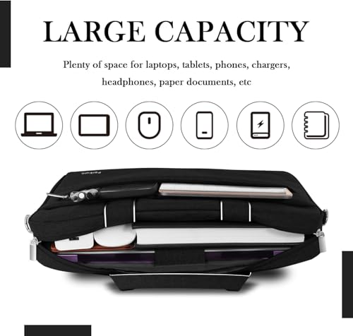 Ferkurn Laptop Bag Case for Women Men, Messenger Computer Bag Briefcase with Shoulder Compatible with Macbook Pro/Air, HP Pavilion, XPS Latitude, ASUS, Acer, Samsung, Black, 15 15.6 16 Inch - Image 3