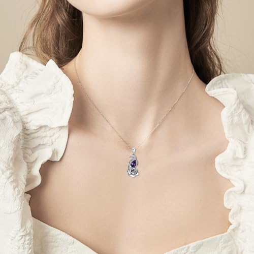 Raven Necklace with Crystal 925 Sterling Silver Rose Flower Crow Pendant Jewelry for Women2