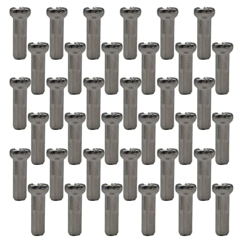 Violiica 36 pezones de latón de zinc de 14 mm para radios de bicicleta de carretera de 14 G, para radios de 2 mm de diámetro, material H62, color plateado