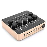 Bewinner1 Mezclador de Audio USB con Control Remoto Tarjeta de Sonido Externa Conecte micrófonos Teléfono móvil o computadoras Controlador DJ para grabación de Audio y transmisión en Vivo