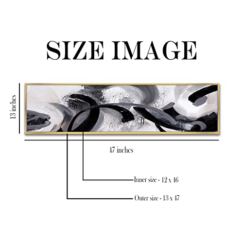Image of PAINTINGMANTRA Brush Stroke Abstract designs Large Canvas Painting Framed Panel Wall Painting, Luxury Paintings for Home Decoration, Living room, Bedroom, and Office Decor (White, 13x47 Inch)