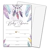 mermermu Baby Shower Invitation Cards with Envelopes, Boho Dream Catcher Fill In Invites Cards, Baby Shower Reveal Gender Party and Receptions Supplies, 25 Invites With Envelopes – BABY-014