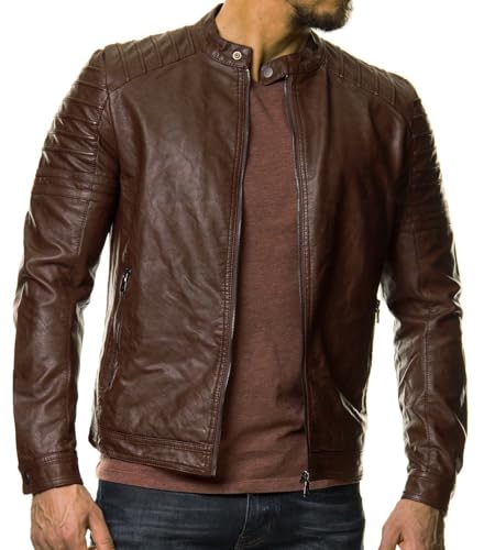 Image of DECIMAL Men's Black REAL Lambskin Leather Biker Jacket VINTAGE GENUINE MOTORCYCLE JACKETS FOR MEN
