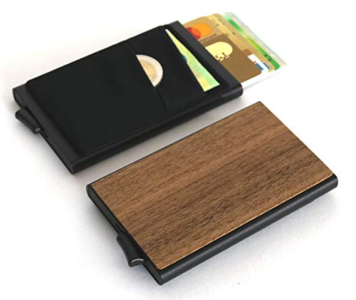 Kreditkartenetui aus Holz | Slim Wallet | Geldfach | Scheinfach | personalisiert mit Gravur | Kreditkartenhalter | RFID NFC Schutz | Geschenk Männer Frauen Papa Mama