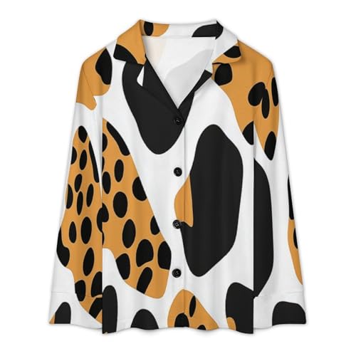 Vêtement de nuit ouvert devant et ensemble pyjama femme léopard