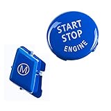 Angelguoguo Car Steering Wheel M Start Stop Engine Button Switch for BMW 3 Series E90 E92 E93 M3 2007-2013/1 Series E81 E82 E87 E88 2006-2011/X1 E84 2008-2015 (Blue)