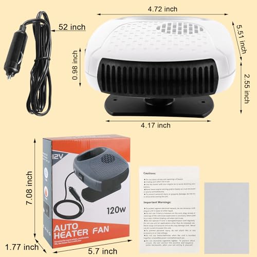Besmory Car Heater Portable Heater For 12 Volt Heater That Plugs Into Cigarette Lighter Automobile Windshield 2 In 1 Defrosting Defogger 130W thumb #4