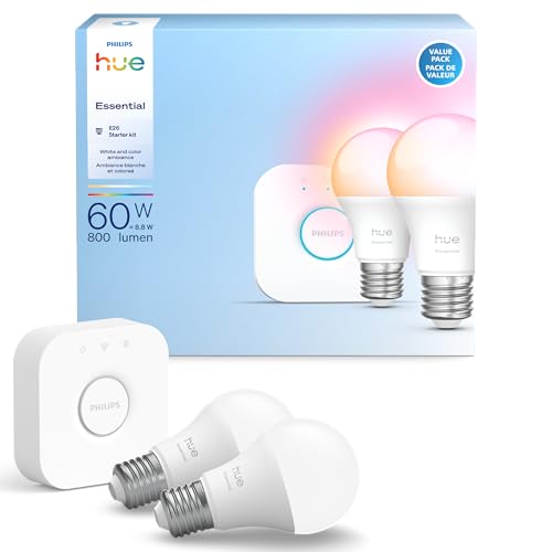 Philips Hue Essential Starter Kit: Bridge + 2 Essential E26