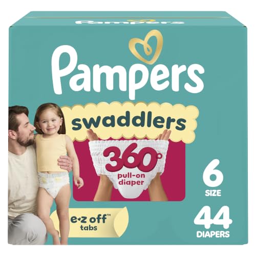 Pampers Diapers - Swaddlers 360° - Size 6, 44 Count, up to 100% Leakproof Comfy Dry Fit, Designed for Easy Changes, Pull On Baby Diaper - image 1