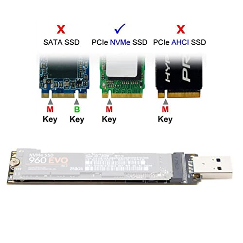Adaptador USB 3.1 a NVMe M-Key PCI-E para SSD M.2 miniatura 7