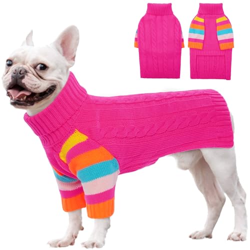 Image of Dog Sweater for Small Dogs, Turtleneck Pullover with Sleeve, M