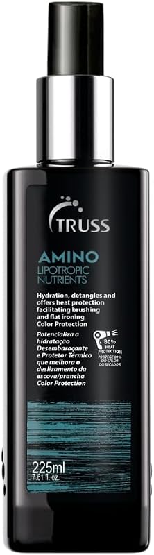 TRUSS Amino Leave-In Conditioner Spray, Heat Protectant, 7.61 fl oz | Professional anti-frizz detangler and color protector formulated with amino acids.