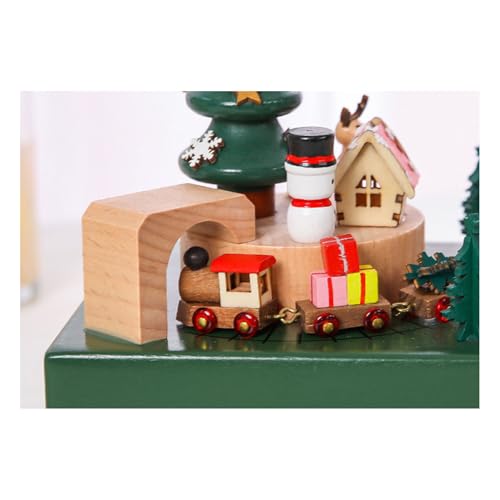 Tren de Navidad musical de madera giratorio con movimiento magnético 8