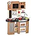 homcom Cucina per Bambini 3-6 Anni con 58 Accessori, Fornelli con Suoni e Lavandino Funzionante, 63x35x84, Grigio Marrone