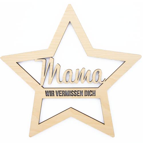 Ocasy Gravstick, stjärna med mamma och meddelande, gravdekoration personlig med ordspråk, gravprydnad av trä, blomstift för åminnelse