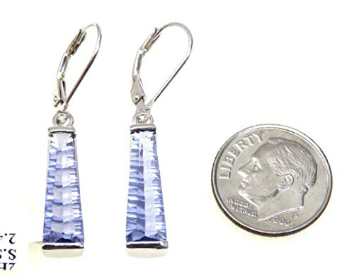 E50406P Fancy Cut Mt St Helens Purple Helenite December Birthstone Ladder Shape Dangle Sterling Silver Dangle Earrings2