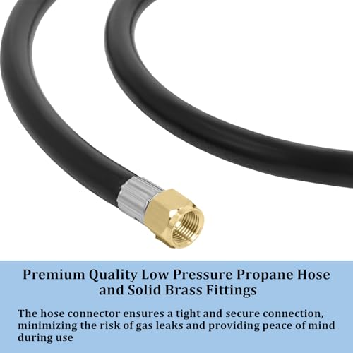 Image of Wadoy 3 /8 Propane Hose Extension RV Propane Hose Connector Assembly 5 Feet 3 /8 inch Female Flare x Female Flare Quick Connect Hose 60 Inches 2 Pack Fireplace Extension Connection Hose