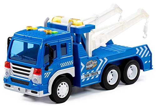 Polesie Abschleppwagen LKW Kinder Spielzeug City blau Schwungrad Fahrzeug...