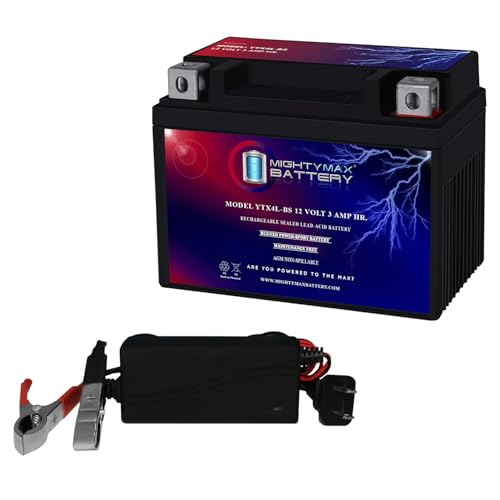 Mighty Max Battery YTX4L-BS Replacement Battery for Snapper All Walk Behind Mowers + 12V 1Amp Charger