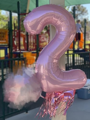 Image of Number Balloons 21 Balloon 40 inch Pearl Pink for 12 21 Birthday Decoration | Saturated Color, Large 40 in, With Straw & Hanging Hole, For Back-to-School Season, Wedding, Christmas, New Year, Anniversary