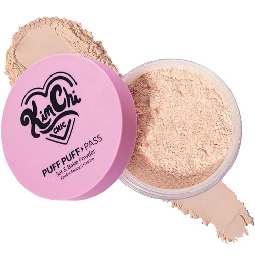 KimChiChic Beauty Puff Puff Pass Set and Bake Setting Powder for Makeup, Extra Fluffy Loose Face Powder Poof, Soft Natural Face Makeup for Uneven Skin Tone, 03 Translucent