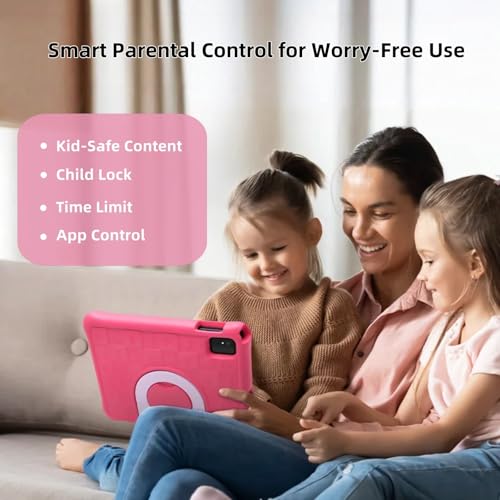 Image of Kids Tablet 10 Inch, Android 15 Tablets for Kids Ages 3-12, Parental Control, Preloaded Kids Apps, Octa-Core, 8GB+64GB, 1TB Expandable, WiFi 6, Dual Camera, Android Tablet with Case for Toddlers