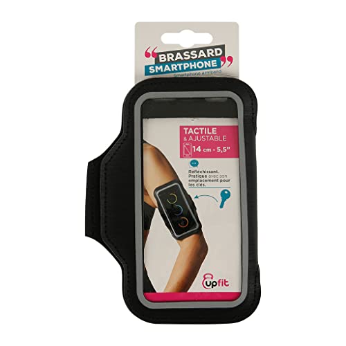 upfit - Brazalete de Soporte para Smartphone - Talla XL - Brazalete Ajustable - Ventana táctil Transparente - Longitud de la Correa: 14 cm - Permite Llevar el teléfono Alrededor del Brazo - Tiras