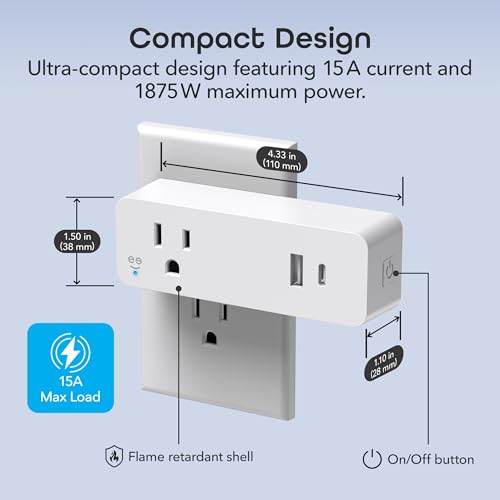 Image of Geeni Smart Plug with 20W USB-C Fast Charging, WiFi Outlet
