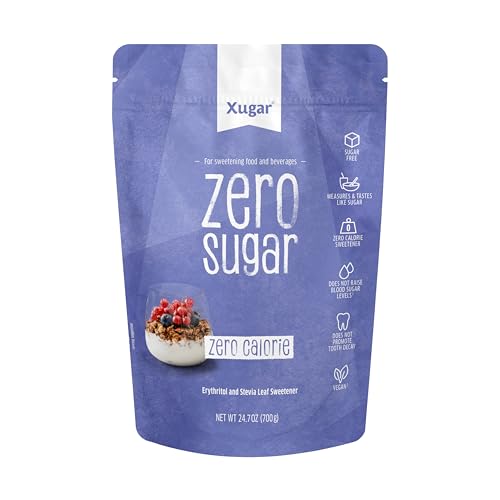 Xucker Zero Sugar Süßungsmittel 750 g Erythrit mit Stevia Zuckerfreie Alternative mit Süßkraft wie Zucker Zum Backen Kochen und Süßen Nachfüllbeutel