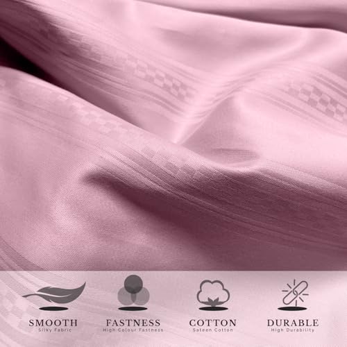 Image of Sassoon Artemis Italian Jacquard Weave Sateen Cotton Bedsheet - 400 TC, Cotton, Stripe Design, King Size (108 x 108 inches), Color: Mauve, Soft, Breathable, - 1 Bedsheet + 2 Pillow Covers